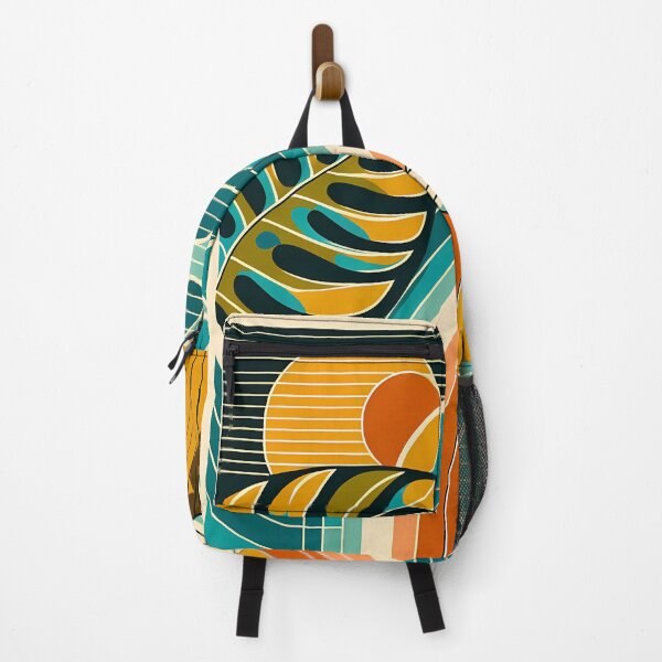 Item preview, Abstract Botanical Leaf and Hibiscus Sunset designed and sold by InkSmithery.