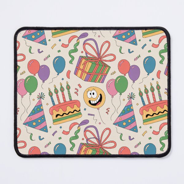 Item preview, Happy Birthday Doodle Pattern - Smiling Faces, Cakes & Balloons designed and sold by Midnight Veil Designs.