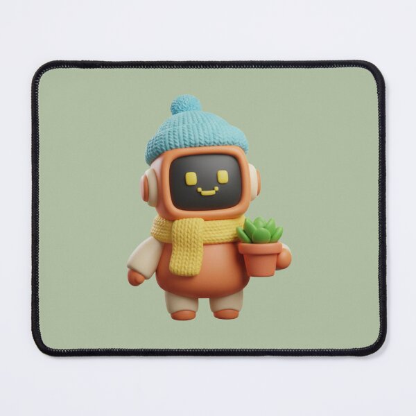 Item preview, Cozy Orange Robot with Winter Hat and Succulent designed and sold by Modavedrake.
