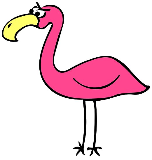 aggresive cartoon flamingo