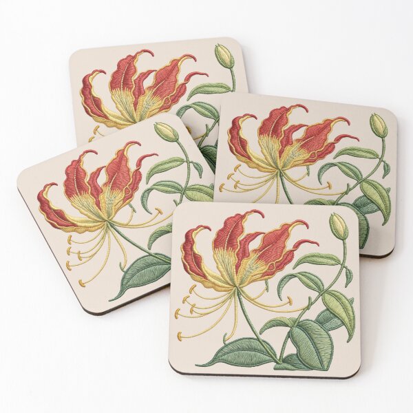 Item preview, Embroidered Flame Lily Vine – Faux Stitch Floral designed and sold by MvuuStudio.