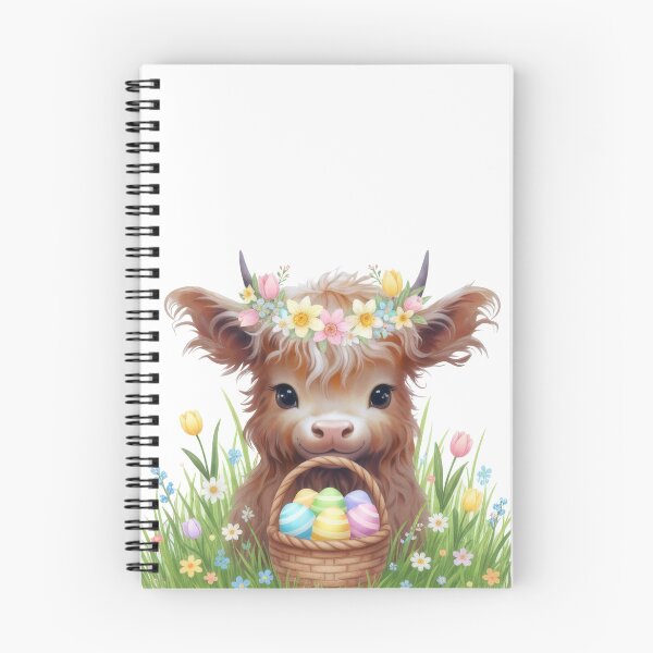 Item preview, EASTER CUTE BABY HIGHLAND COW, SITTING BY AN EASTER BASKET designed and sold by davidjulie.