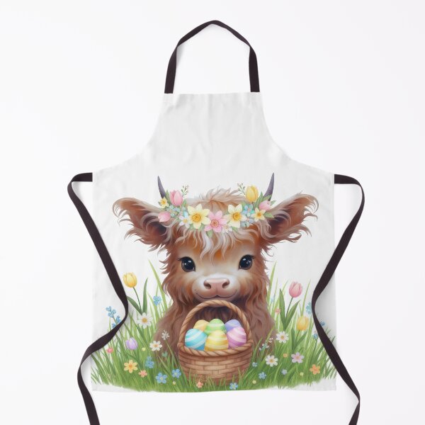 Item preview, EASTER CUTE BABY HIGHLAND COW, SITTING BY AN EASTER BASKET designed and sold by davidjulie.