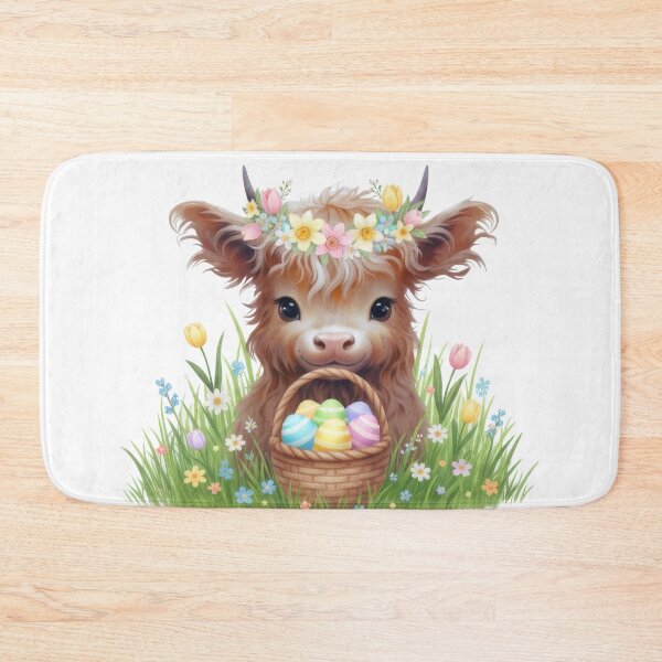 Item preview, EASTER CUTE BABY HIGHLAND COW, SITTING BY AN EASTER BASKET designed and sold by davidjulie.