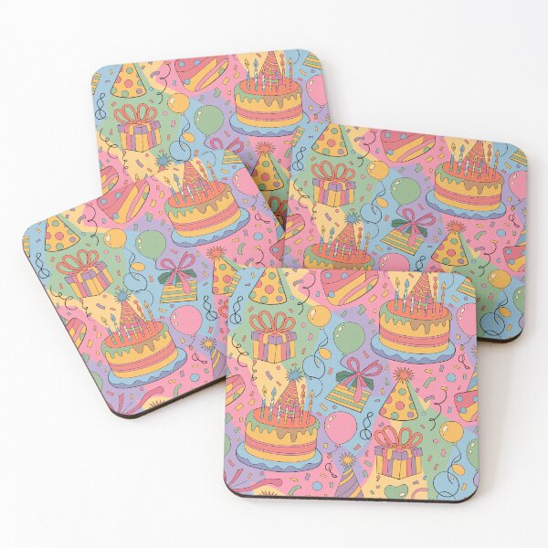 Item preview, Vibrant Birthday Celebration Pattern - Colorful Cakes, Balloons & Confetti designed and sold by Midnight Veil Designs.
