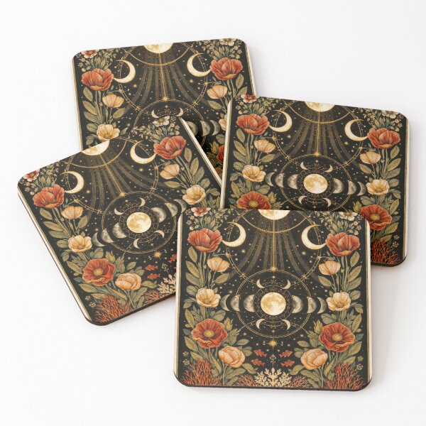 Item preview, Burnt Coral Olive Green Moonlit Garden designed and sold by scicilysimonee.
