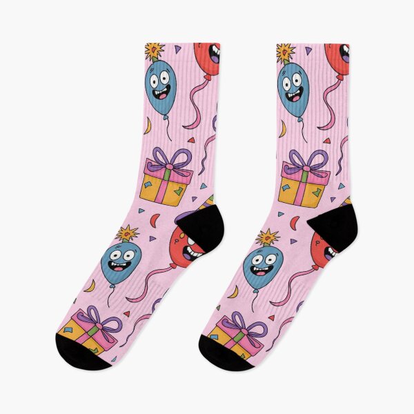 Item preview, Playful Pink Birthday Party Pattern - Goofy Faced Balloons & Dripping Cakes designed and sold by Midnight Veil Designs.