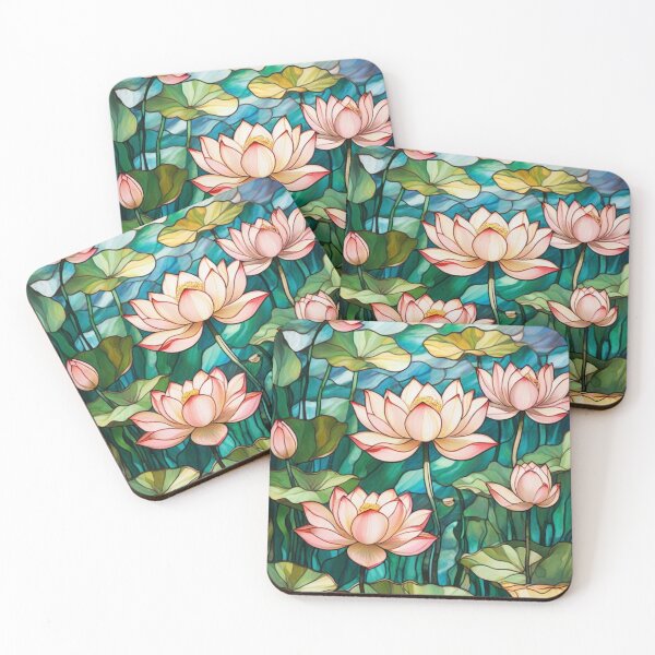 Item preview, Romantic and Delicate Stained Glass Lotus Flowers designed and sold by Ciervo Primavera.
