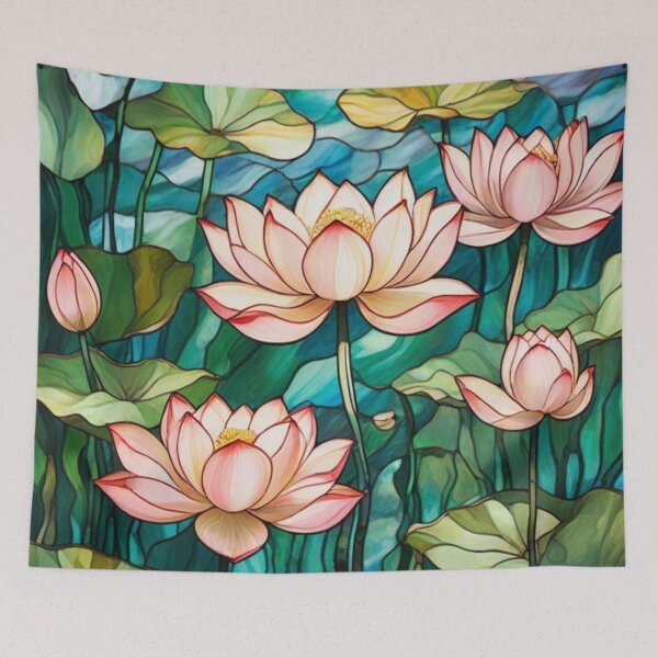 Item preview, Romantic and Delicate Stained Glass Lotus Flowers designed and sold by Ciervo Primavera.