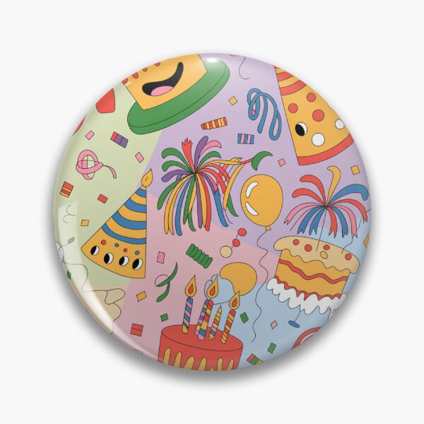 Item preview, Cheerful Birthday Chaos Pattern - Smiling Cakes, Party Hats & Poppers designed and sold by Midnight Veil Designs.