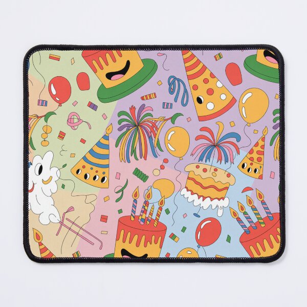 Item preview, Cheerful Birthday Chaos Pattern - Smiling Cakes, Party Hats & Poppers designed and sold by Midnight Veil Designs.