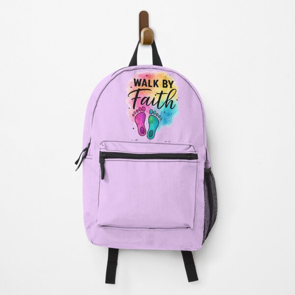 Item preview, Walk by Faith 2 Corinthians 5:7 Bible Verse Footprints Christian Watercolor Design designed and sold by Daughter of a King Designs.