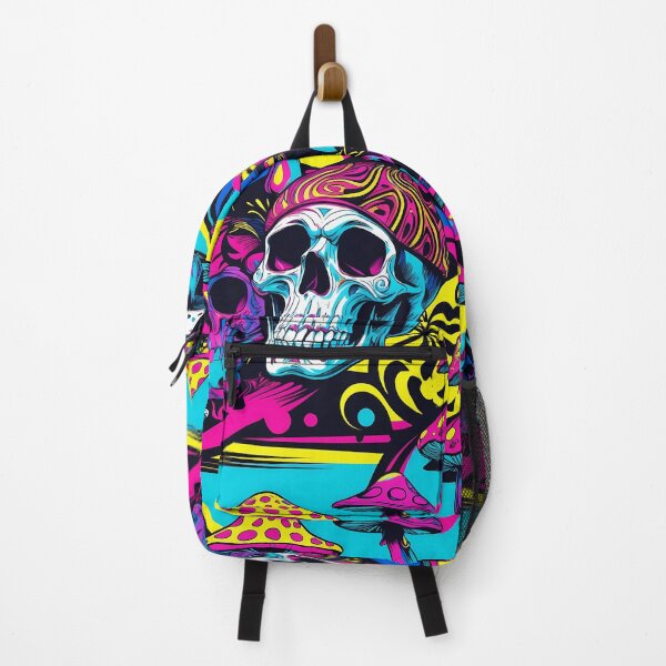 Item preview, Psychedelic Skull and Mushroom Seamless Pattern, Neon Trippy Goth Repeat Design designed and sold by JawKneeArt.