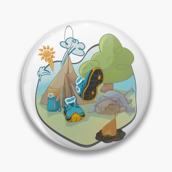 Item preview, Comic Style Cozy Camping Scene with Cat, Teddy Bear and Trekking Boots designed and sold by PaulaP-C.