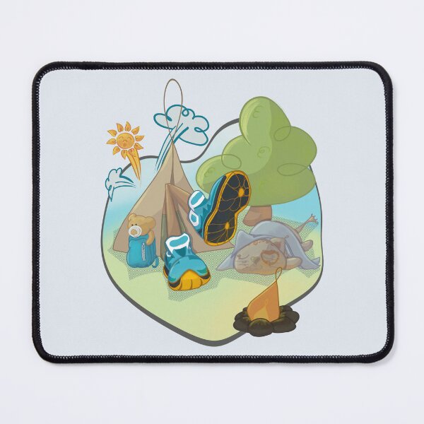 Item preview, Comic Style Cozy Camping Scene with Cat, Teddy Bear and Trekking Boots designed and sold by PaulaP-C.
