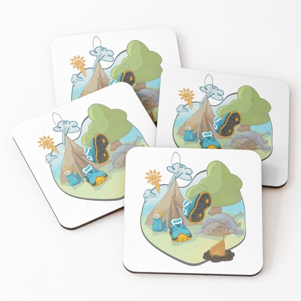 Item preview, Comic Style Cozy Camping Scene with Cat, Teddy Bear and Trekking Boots designed and sold by PaulaP-C.