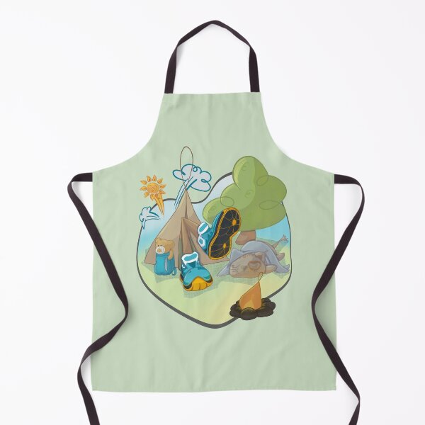 Item preview, Comic Style Cozy Camping Scene with Cat, Teddy Bear and Trekking Boots designed and sold by PaulaP-C.