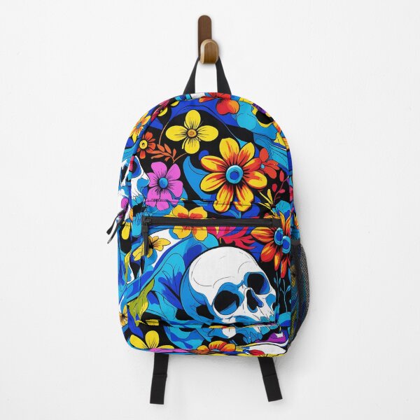 Item preview, Colourful Skull and Floral Seamless Pattern, Bold Gothic Flower Repeat Design designed and sold by JawKneeArt.