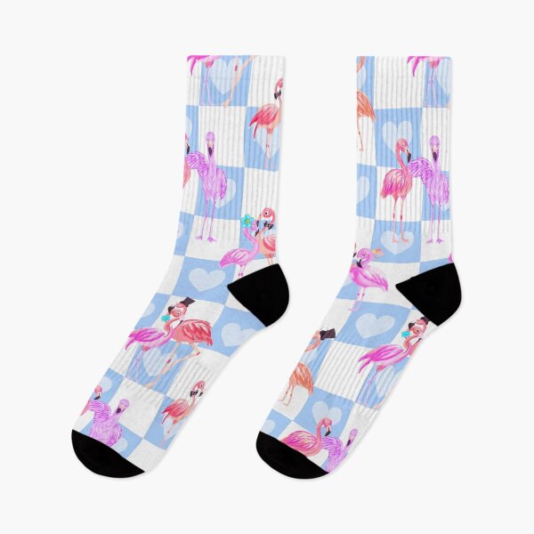 Item preview, Flamingo In Love-pastel Sky Blue Flamingo Pink designed and sold by Fabricatemyart.