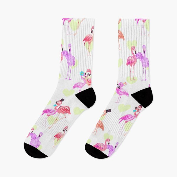 Item preview, Flamingo In Love-white Lime Hearts Flamingo Pink designed and sold by Fabricatemyart.
