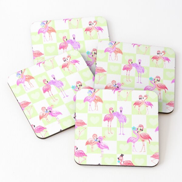 Item preview, Flamingo In Love-soft Lime Pastel Flamingo Pink designed and sold by Fabricatemyart.