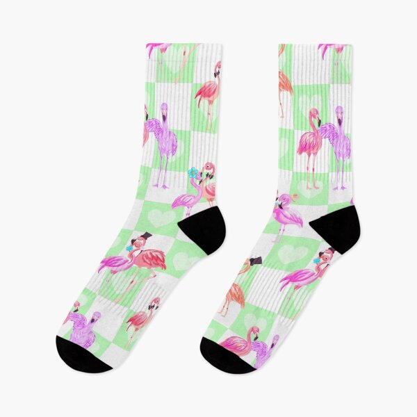 Item preview, Flamingo In Love-pale Lime Flamingo Pink designed and sold by Fabricatemyart.