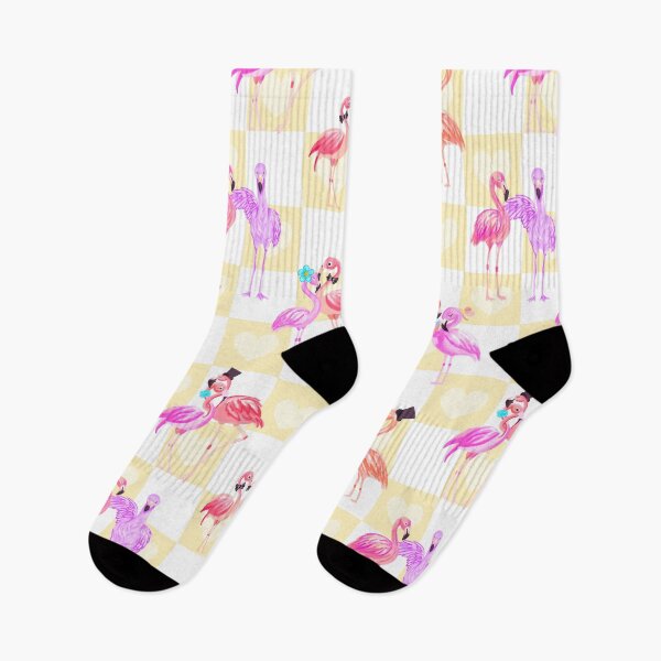 Item preview, Flamingo In Love-pale Cream Yellow Flamingo Pink designed and sold by Fabricatemyart.