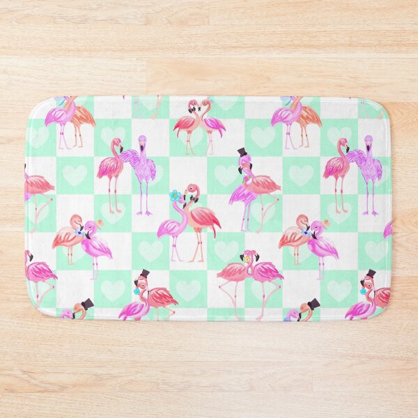 Item preview, Flamingo In Love-Light Cyan Flamingo Pink designed and sold by Fabricatemyart.