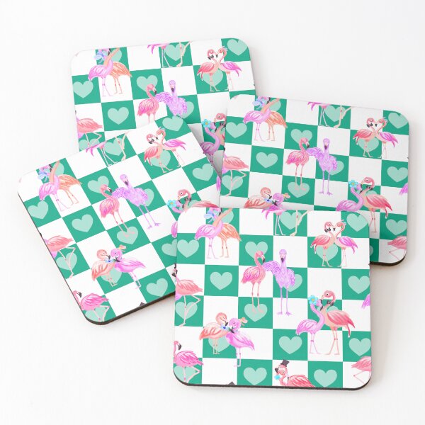 Item preview, Flamingo In Love-Green Flamingo Pink designed and sold by Fabricatemyart.
