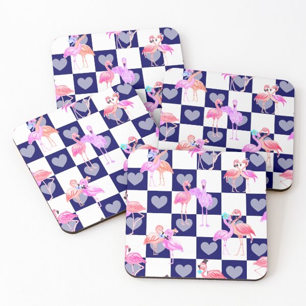 Item preview, Flamingo In Love- Intense Indigo Flamingo Pink designed and sold by Fabricatemyart.