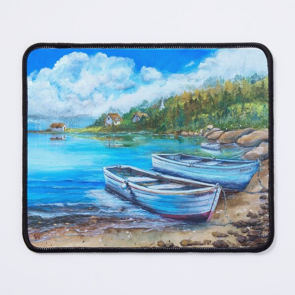 Item preview, Monhegan Island Two boats on the beach original Painting by Lori designed and sold by Lori Richardson.