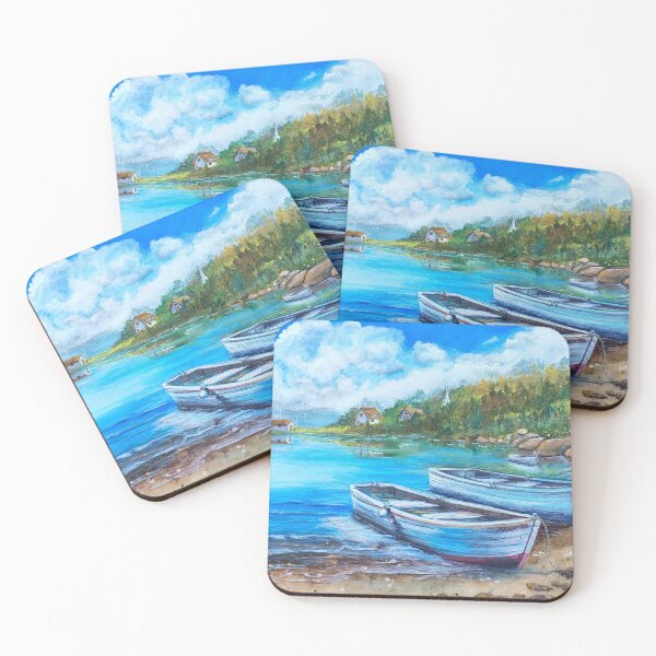 Item preview, Monhegan Island Two boats on the beach original Painting by Lori designed and sold by Lori Richardson.