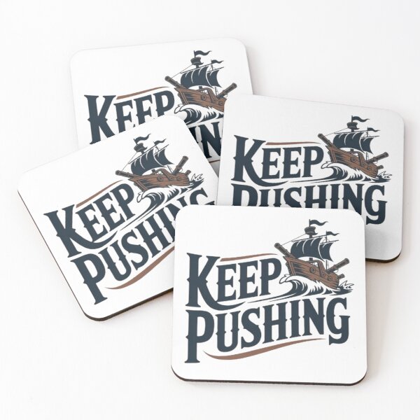 Item preview, Keep Pushing Vintage Pirate Ship Motivational Tee designed and sold by NewUSShop.