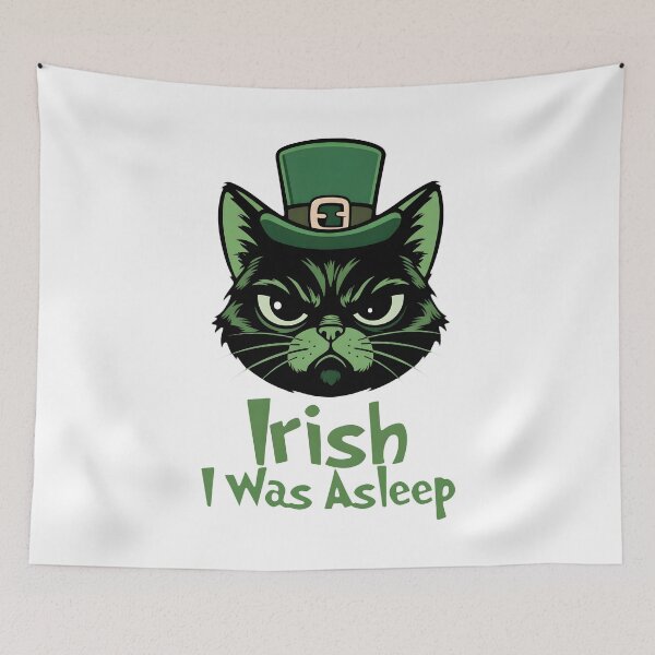 Item preview, Irish I Was Asleep – Grumpy Black Cat St Patrick’s Day designed and sold by Dazzle-Sizzle.
