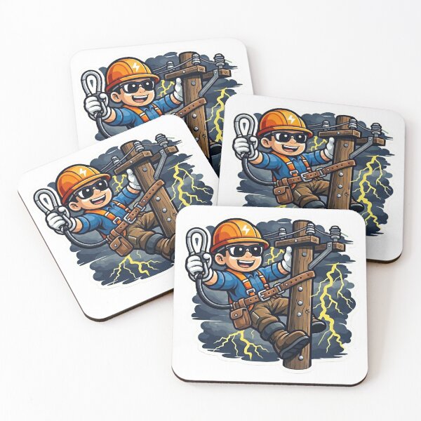 Item preview, Lineman Climbing Pole Mascot designed and sold by LightPrintsCo.