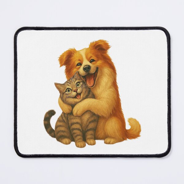 Item preview, “Cute Dog Hugging Cat – Adorable Best Friends Illustration” designed and sold by Adappai.