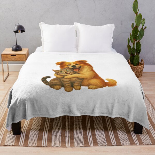 Item preview, “Cute Dog Hugging Cat – Adorable Best Friends Illustration” designed and sold by Adappai.