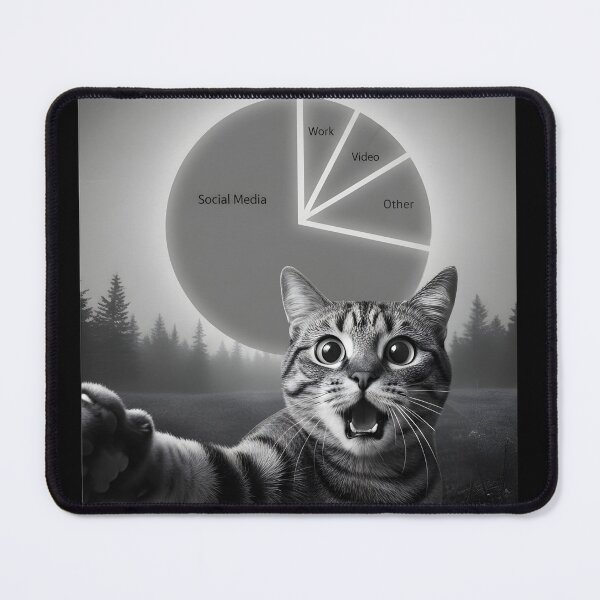 Item preview, Surprised Scared Cat Selfie Social Media Weekly Screen Time Funny Meme designed and sold by Inkwood Studio Designs.