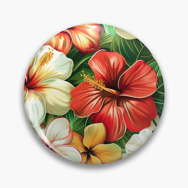 Item preview, Hawaiian Red And White Flowers And Lush Leaves designed and sold by DEC02.