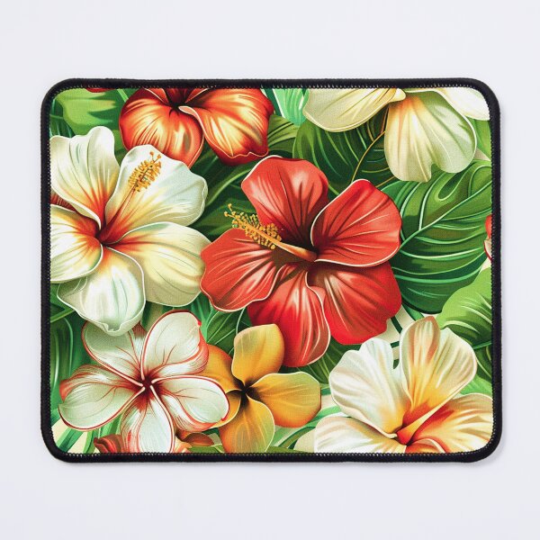 Item preview, Hawaiian Red And White Flowers And Lush Leaves designed and sold by DEC02.
