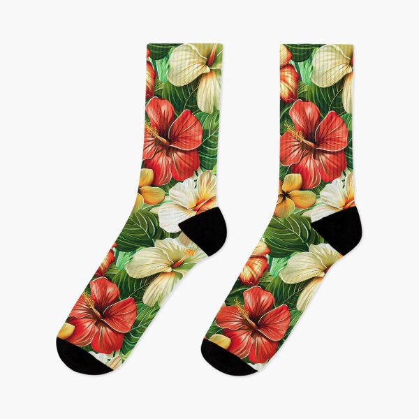 Item preview, Hawaiian Red And White Flowers And Lush Leaves designed and sold by DEC02.