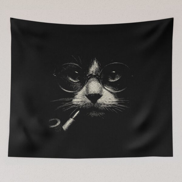 Item preview, Sophisticated Cat Glasses Pipe Portrait designed and sold by k3rstman1.