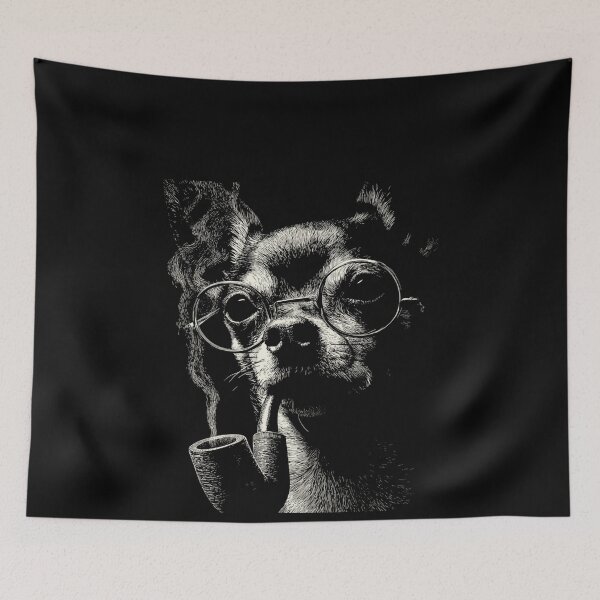Item preview, Sophisticated Chihuahua Pipe Glasses Dog Portrait designed and sold by k3rstman1.