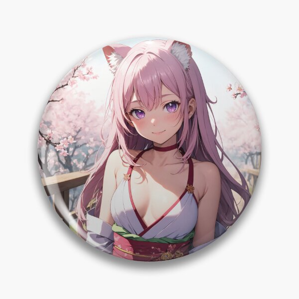 Item preview, Tomifumi Fusago - Pink Hair Kitsune Anime Girl Cherry Blossom Aesthetic designed and sold by iloveanimechibi.