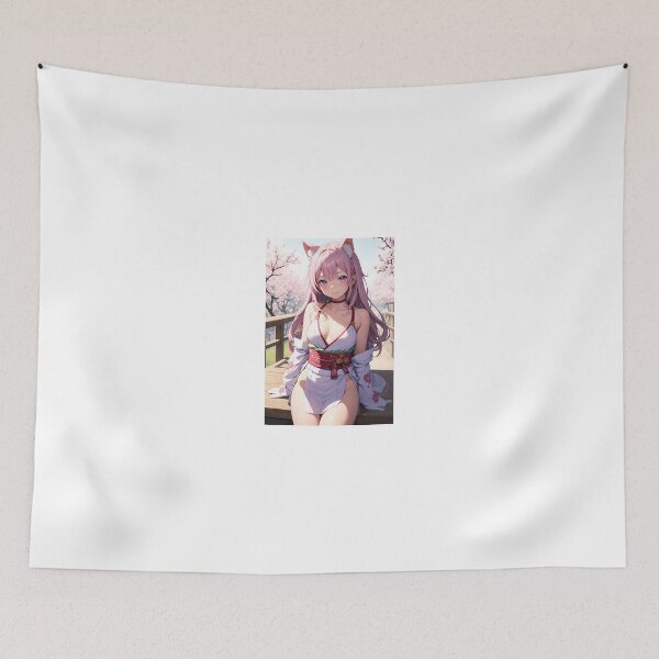 Item preview, Tomifumi Fusago - Pink Hair Kitsune Anime Girl Cherry Blossom Aesthetic designed and sold by iloveanimechibi.