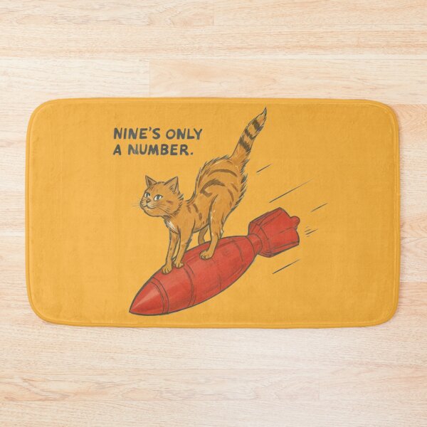 Item preview, Nine's Only a Number - Ginger Cat Riding a Bomb designed and sold by Corinne Alexa Jackson.