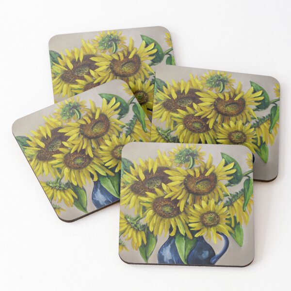 Item preview, Sunflowers in Blue Vase - Expressive Floral Fragment designed and sold by JurateArt-DK.