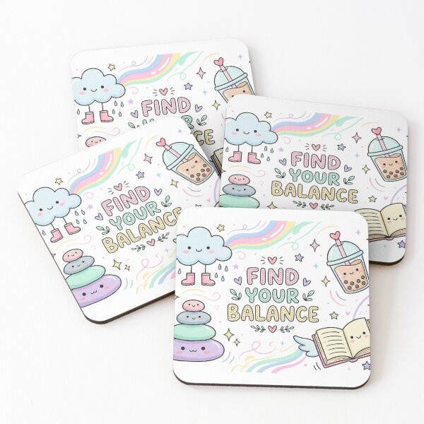 Item preview, Find Your Balance Kawaii Pastel Aesthetic Doodle designed and sold by Molcajetee.