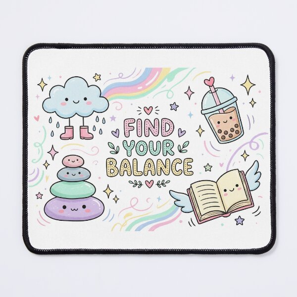 Item preview, Find Your Balance Kawaii Pastel Aesthetic Doodle designed and sold by Molcajetee.