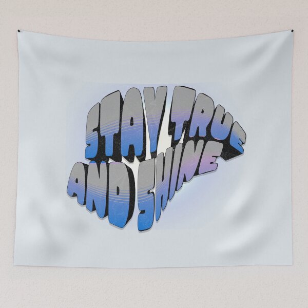 Item preview, Stay True and Shine Retro Blue Neon Glow designed and sold by PriyaMagic.